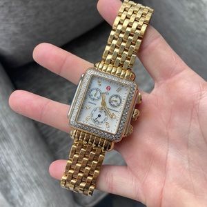 Michele Art Deco watch gold with diamonds